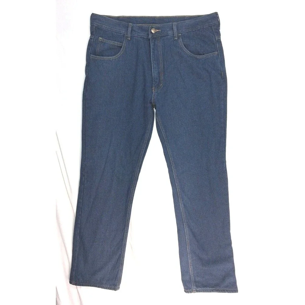 Key Mens 38x34 Flannel Lined Jeans Blue Logger Heavy Equipment Workwear Tall